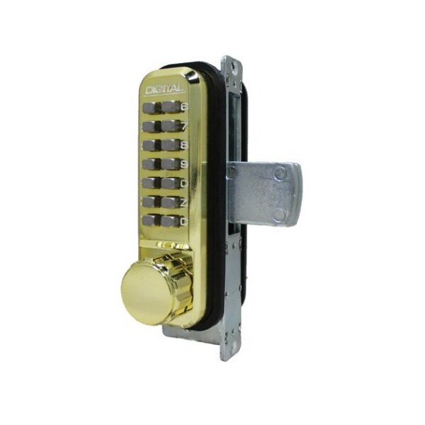 Mechanical Keyless Narrow Stile Deadbolt Lock Single Combination Bright Brass